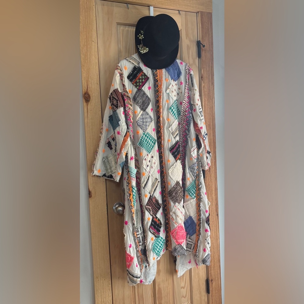 🆕 A Rare Bird Patchwork Multicolor Open Front Cardigan OS - Picture 12 of 16